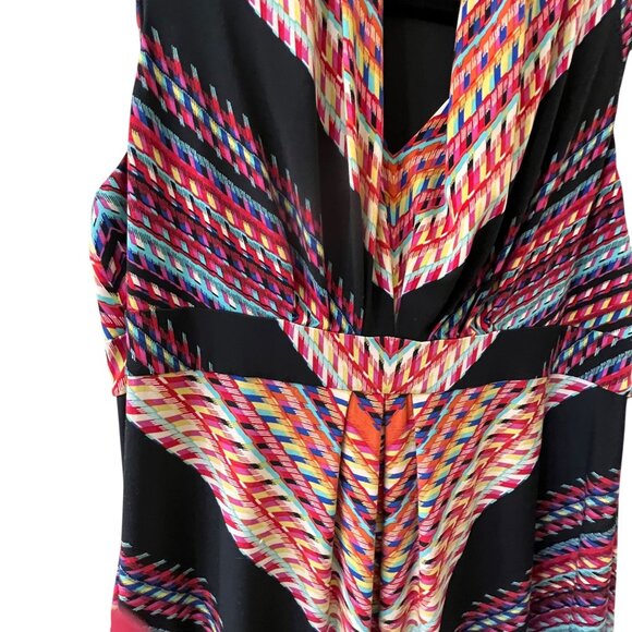 Chicos Geometric Print Sleeveless Maxi Dress 2 Draped Neckline Colorful Tribal - Picture 4 of 16